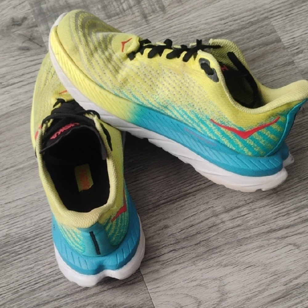 Hoka Mach 5 Sneakers in Yellow and Teal Women's Size 6.5B - Picture 8 of 12
